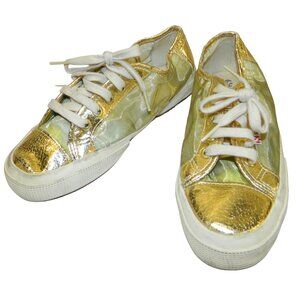 Size 7.5 Superga Gold Metallic Mesh Canvas Lace-Up Sneakers Womens Bling Y2K
